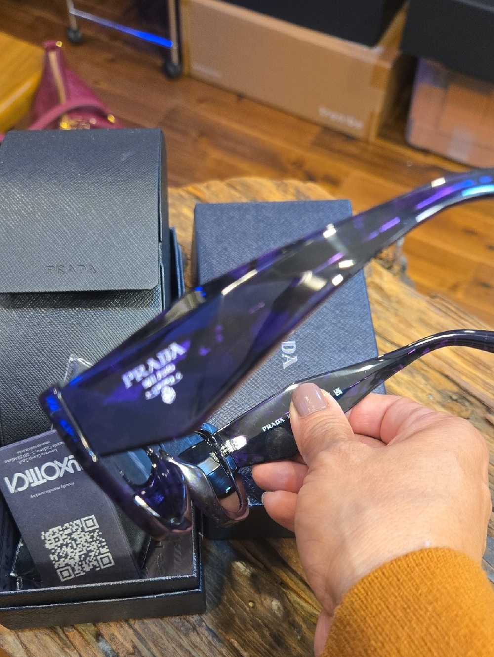 199 NWT - Prada PR 07YS 05V5S0 Cat Eye Acetate Abstract Purple Sunglasses - Picture 10 of 10